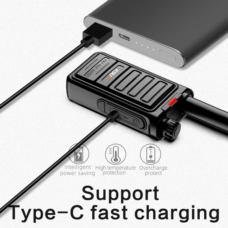 KSUN 5 km Long Range Talkie Walkies Type-C 4000mAh Quick Pairing & Decoding 2 Way Radios for Hiking Camping