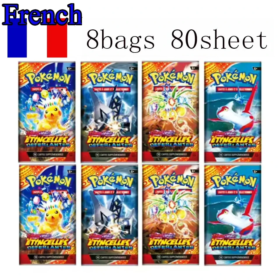 4-8 عبوات صندوق بوكيمون فرنسي TCG: Ecarlet & Violet Etsncelles Astral Radiance Obsidian Flames Booster Box Pokemones لعبة ببطاقات ورقية #2