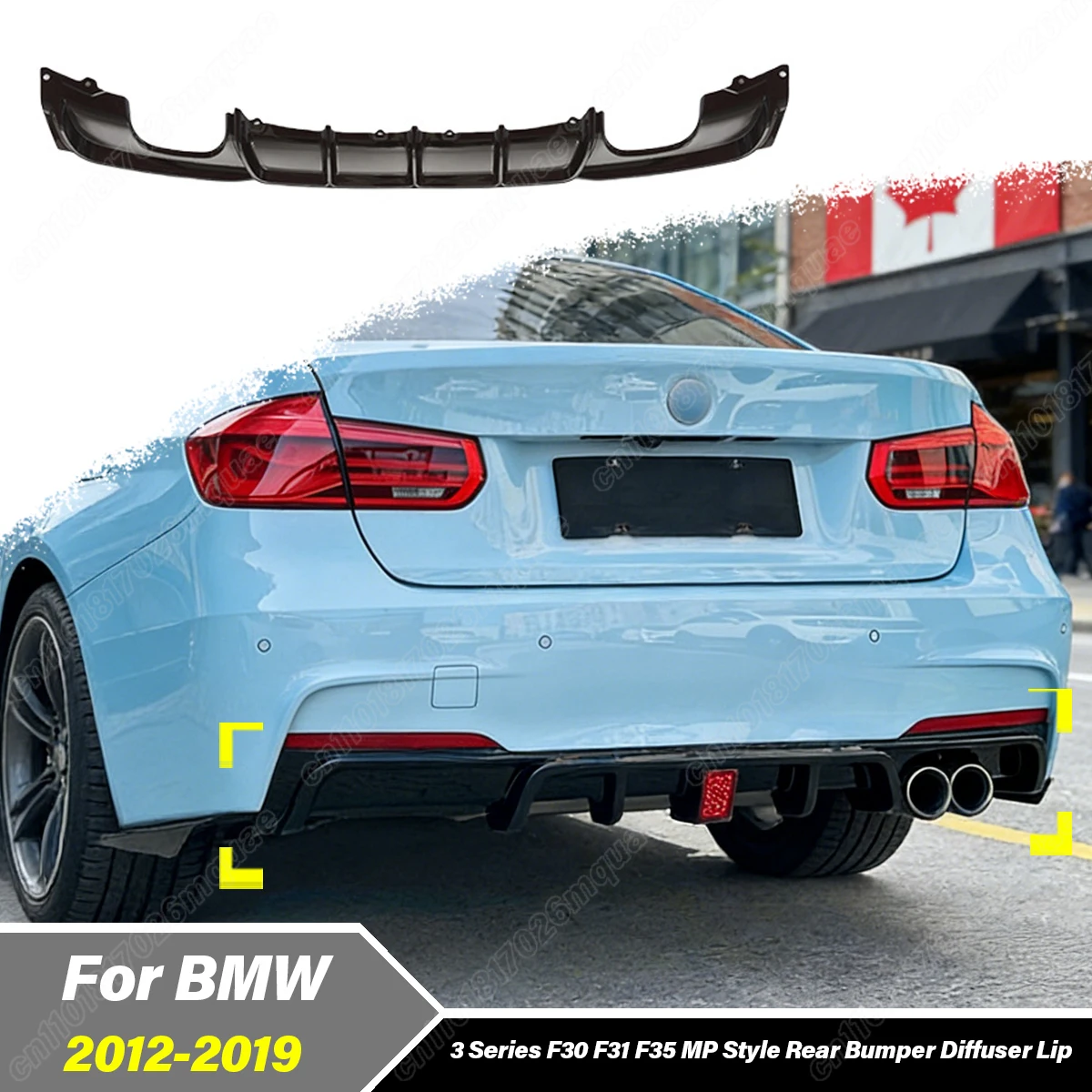 

For BMW 3 Series F30 320i 335i 2013 2014 2015 2016 2017 2018 2019 Automobile Rear Bumper Spoiler Lip Diffuser Decoration Kit