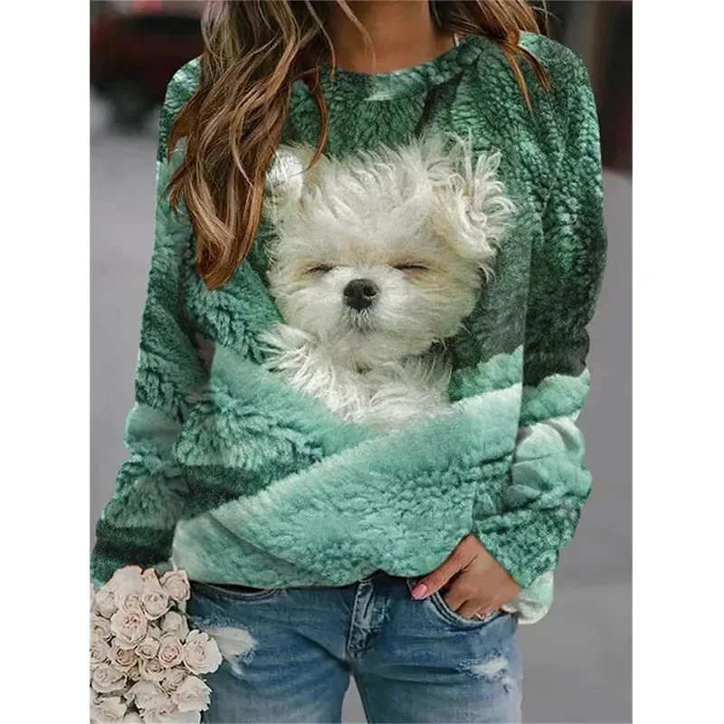 Kawaii New 3D Print Cute Animal Cats Dogs Sweatshirts Women Funny Streetwear Pullovers Fashion Harajuku Clothing Winter Pullover