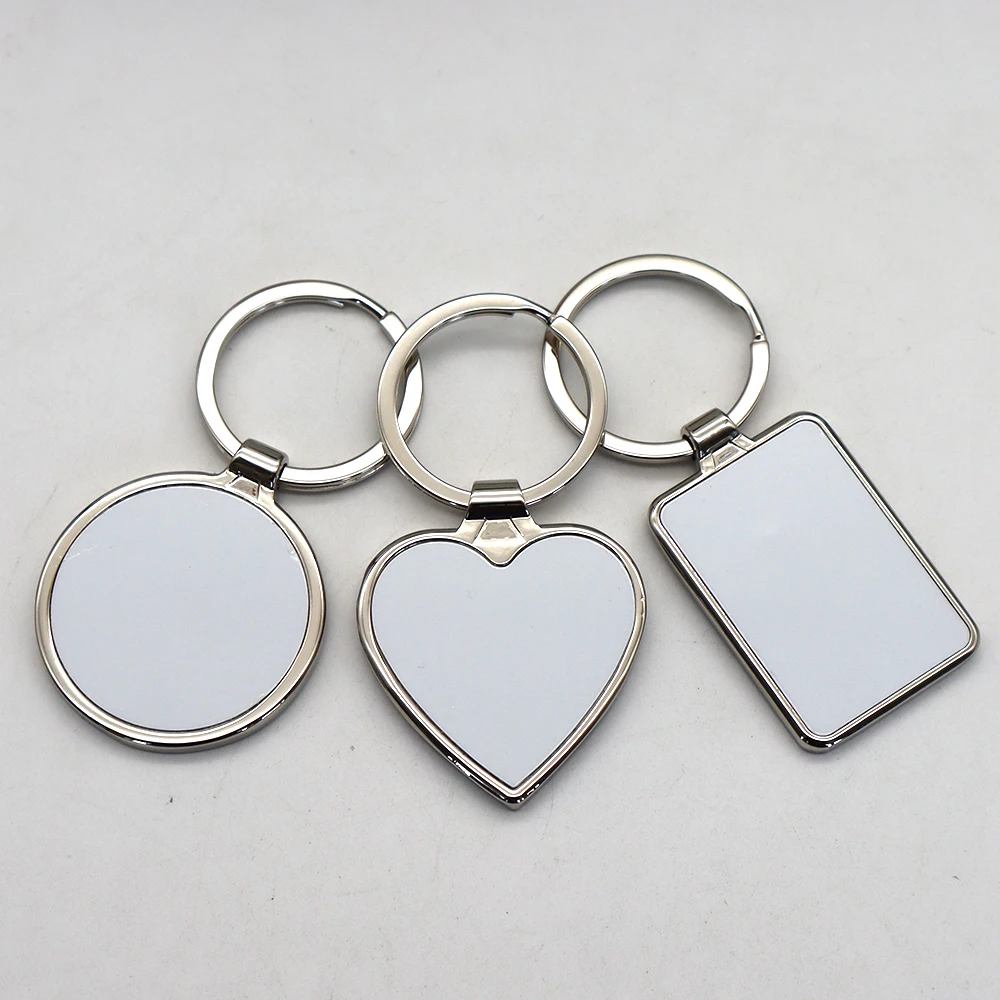 10Pcs Blank Keychain Round Heat Transfer Keychain Metal Board Key Rings Thick Sublimation Photo Keychain Sublimation Blanks