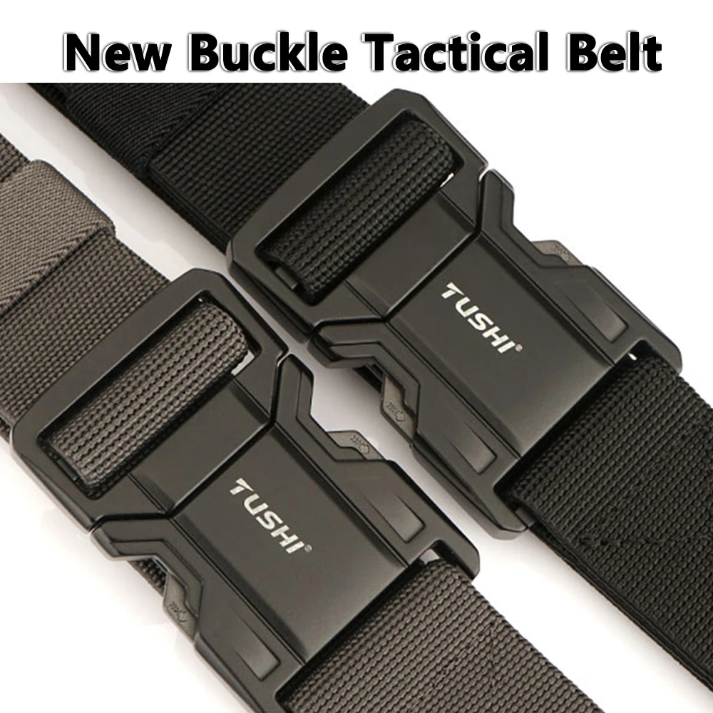 TUSHI Metal Buckle Men Belt Army Outdoor Hunting Tactical Multi Function Combat Survival Marine Corps Canvas For Nylon Male Belt