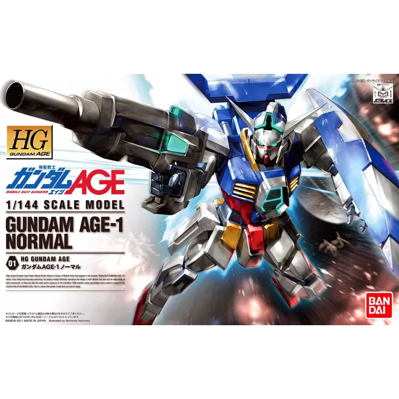 Bandai GUNDAM AGE 1/144 SCALE MODEL HG GUNDAM AGE-1 NORMAL Anime Action Figure Assembly Collectible Model kit Toys for Boys Gift