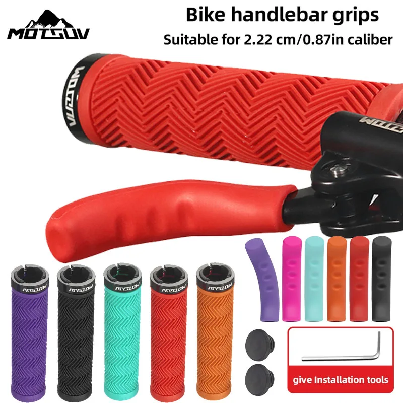 

Велосипедные ручки MOTSUV для горных велосипедов, резиновые, нескользящие, с алюминиевым фиксирующим кольцом, гофрированные, амортизирующие, аксессуары для велоспорта