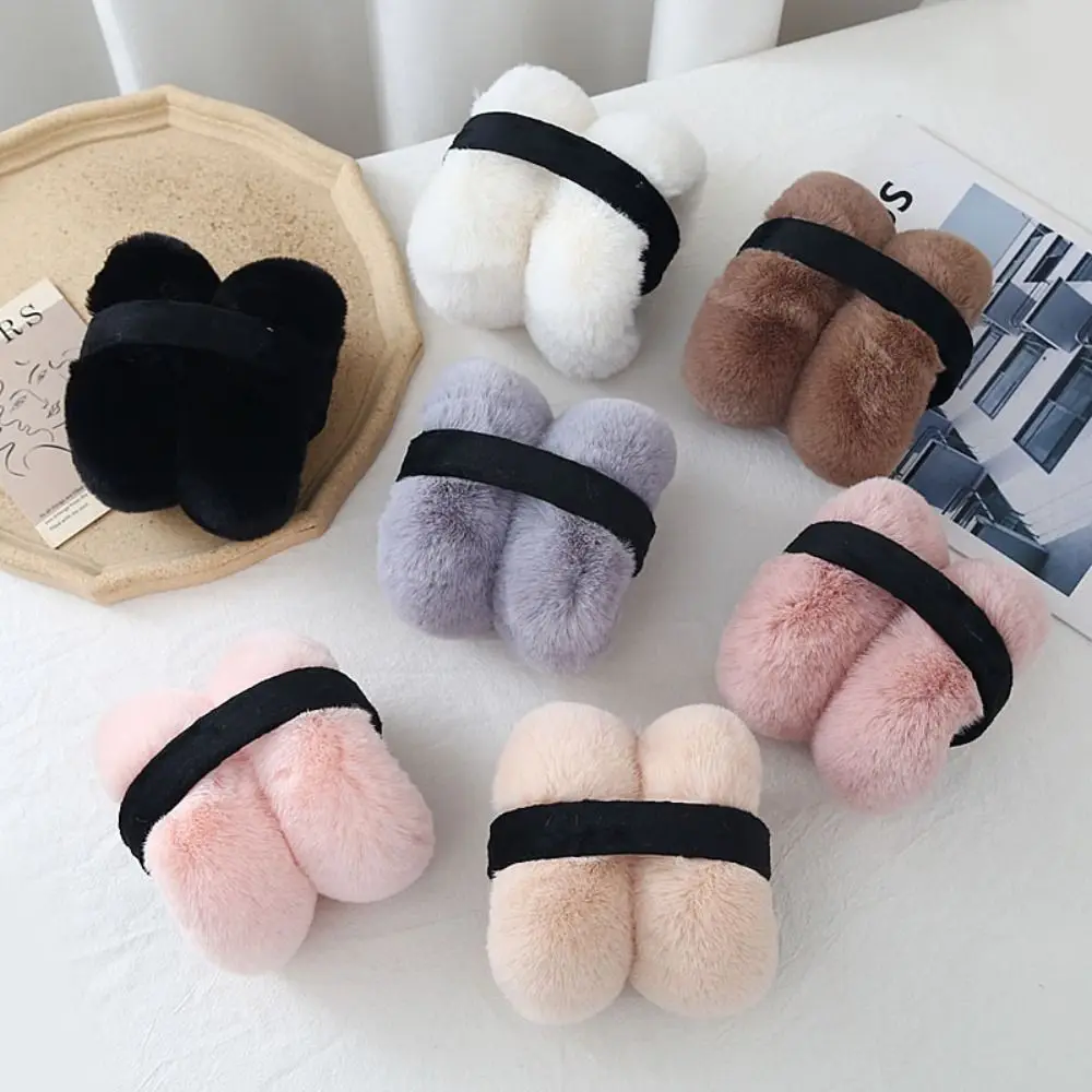 Fuzzy Adjustable Faux Fur Earmuffs Thermal Lining Foldable Ear Warmers Soft Winter Ear Muffs Cold Weather