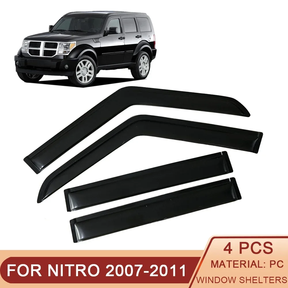 

For Dodge Nitro 2007-2011 Auto Side Window Wind Deflectors Visors Black Rain Guard Door Visor Vent Shades Dark Smoke Ventvisor