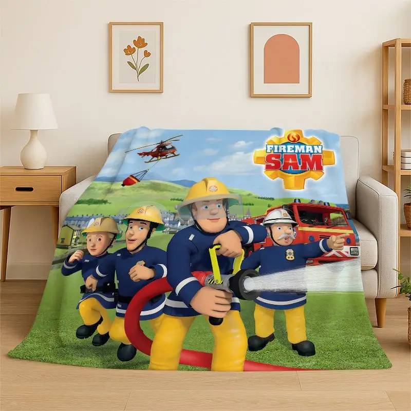 Brave Fireman Sam Child Cartoon Flannel Blanket,Ultra Soft Warm Plush Throw for Home Bedroom Bed Sofa Cover Office Camping gift