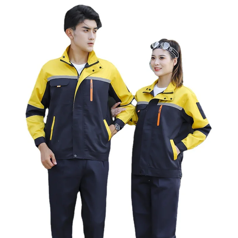 

Fashion Work Clothing For Men Women Factory Workshop Uniform Contrast Color Durable Wear Resistant Working Coveralls Auto Repair