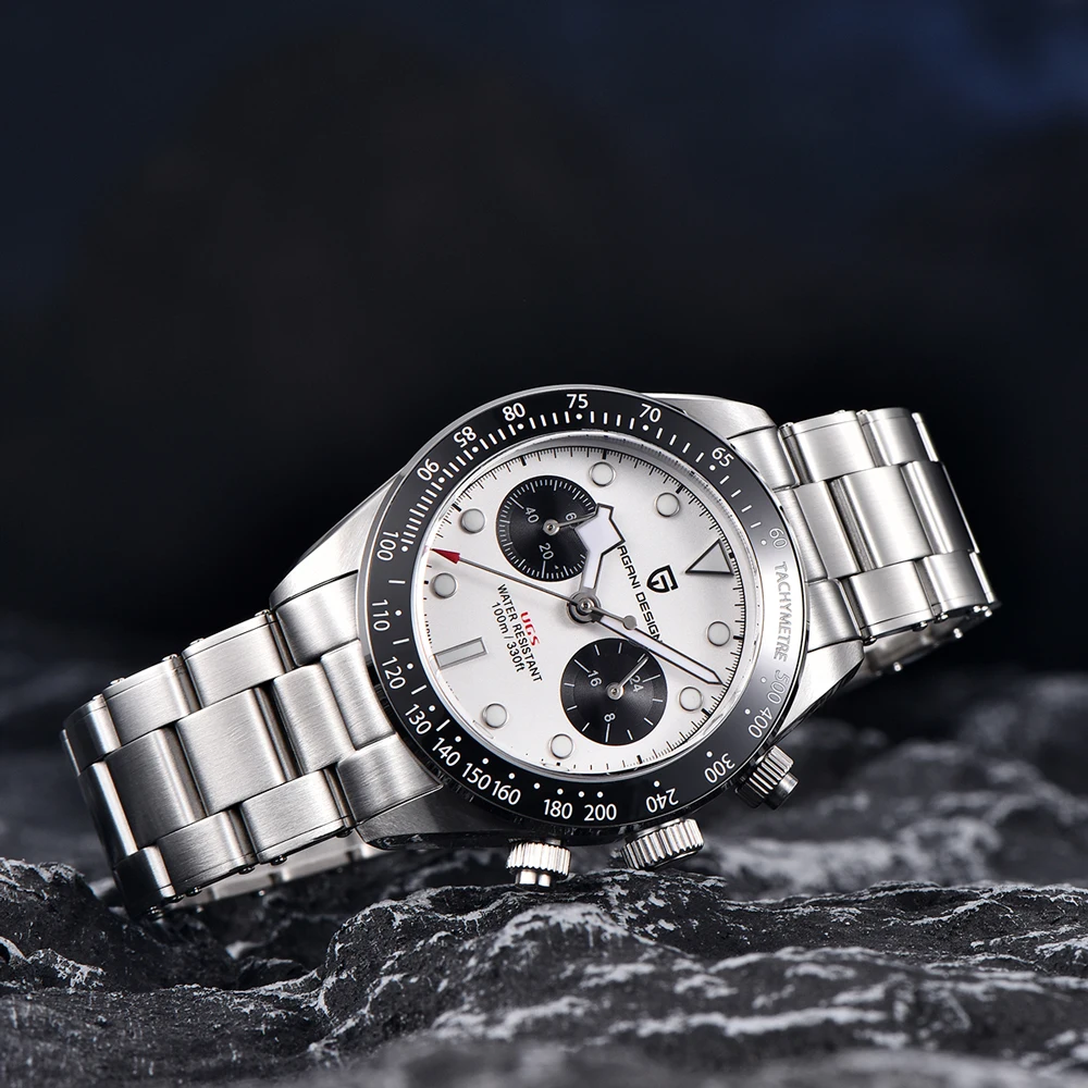 PAGANI DESIGN Watches Sports Chronograph Panda Retro Luxury Quartz Watch For Men Sapphire Waterproof Stainless Steel Men's Watch