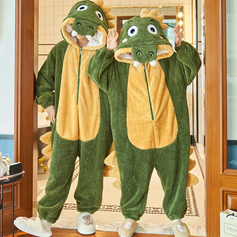 Kigurumi Adult Crocodile Cosplay Costume Halloween Animal Onesies Unisex Cartoon Pajamas Party Clothes Extra Thickern Jumpsuits