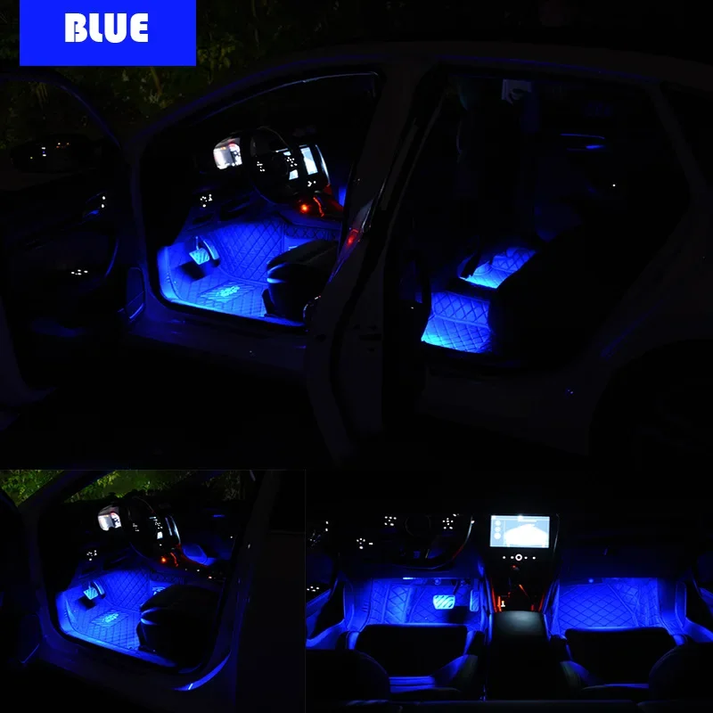 12LED Strip Lamp USB Car Cigarette Lighter Atmosphere Light Multicolor Adhesive Tap Auto Decoration Dash Foot Socket Car Styling images - 6