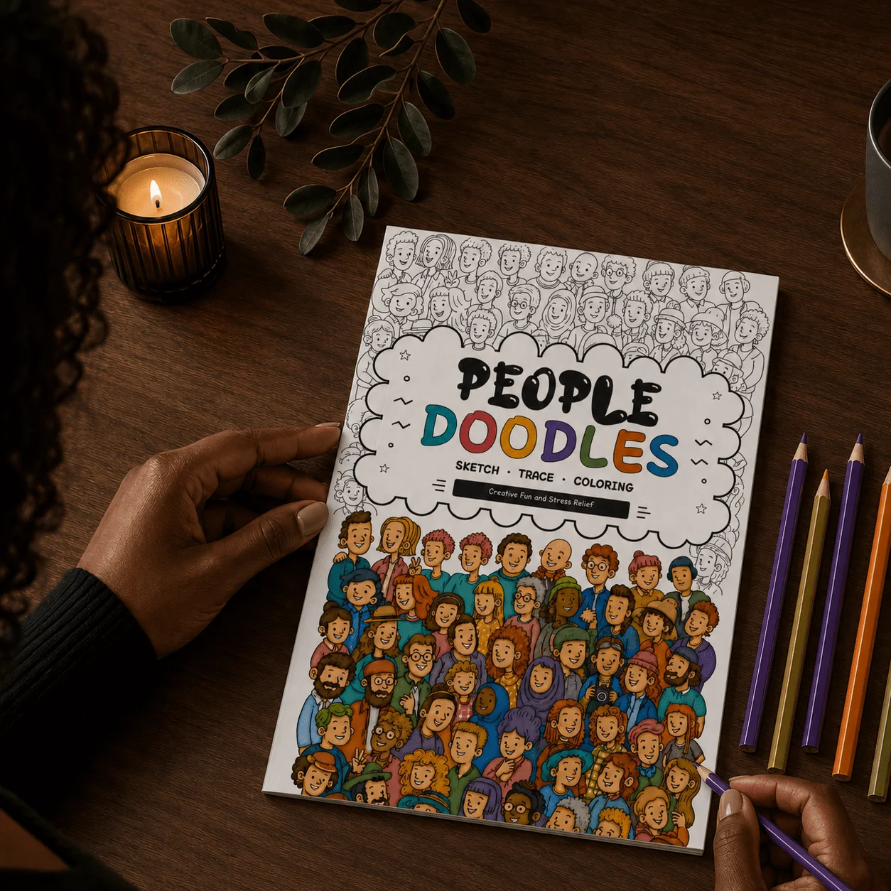 People Doodles Sketch, Trace & Coloring Book, Character Drawing Practice with People-Themed Pages for Creative Relaxation