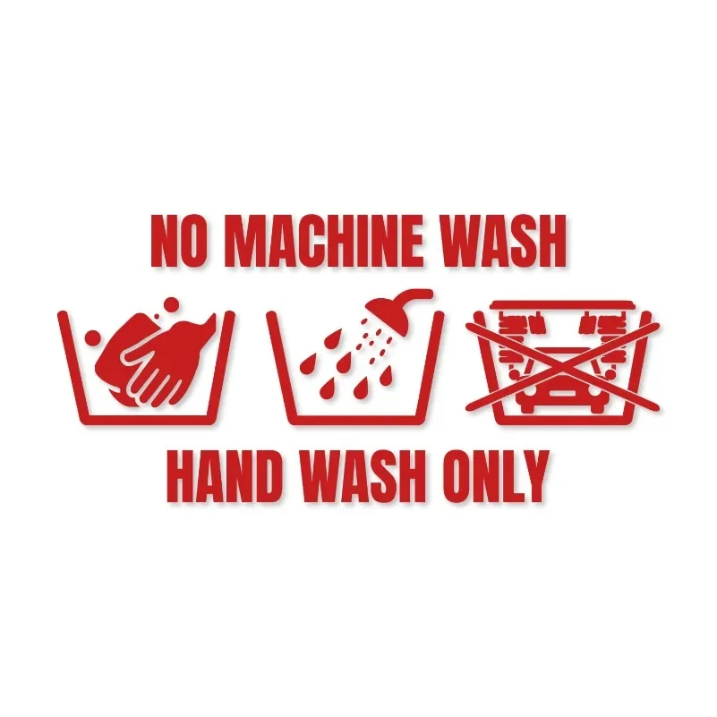 Hand Wash Only Warning Sticker 1PC No Machine Wash Vinyl Decal Car Window Waterproof Multi Color Option Decor