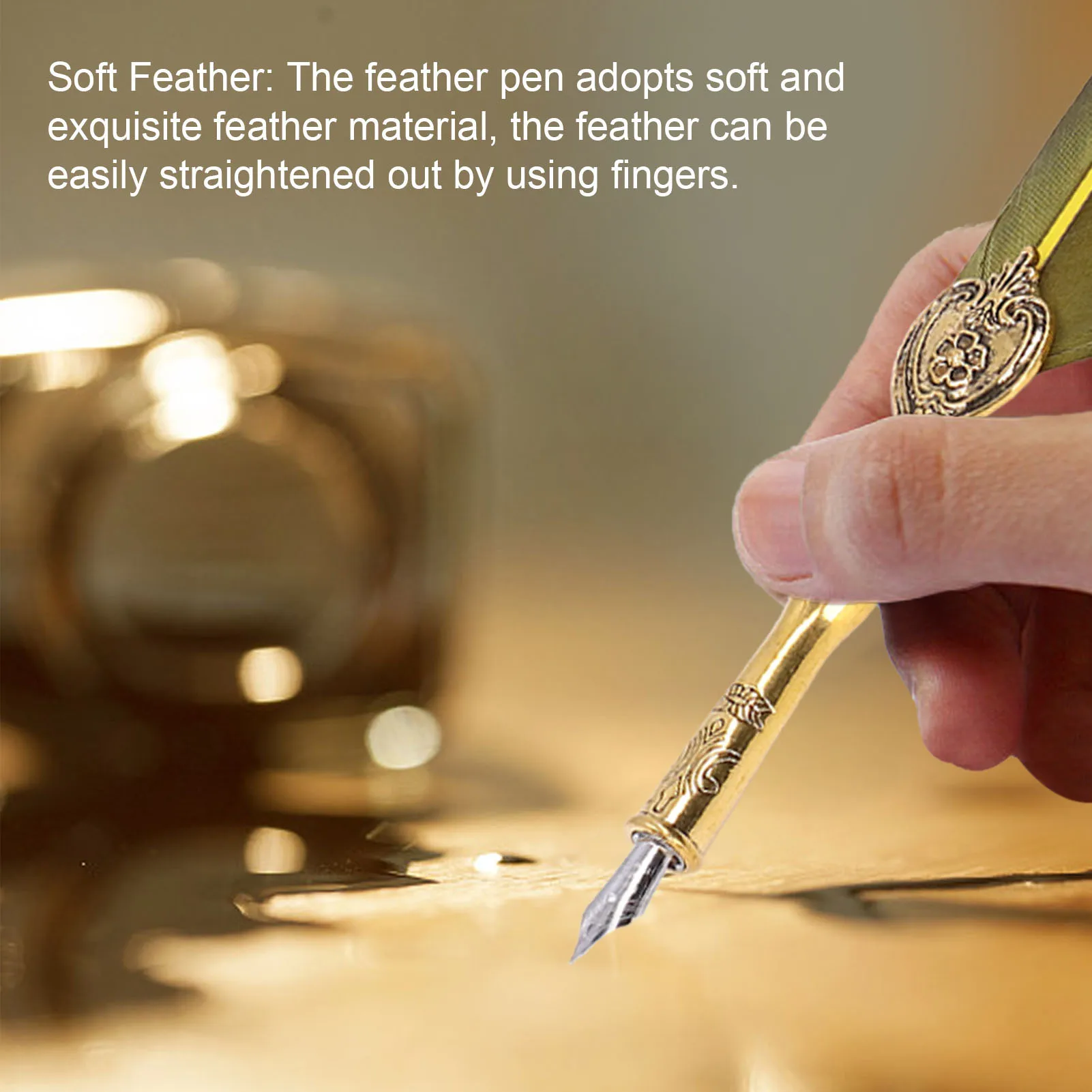 Metal Nib Feather Quill Pen European Vintage With Ink Bottle Dip Pen Set Replacement Nibs With Gift Box Calligraphy Pen Office