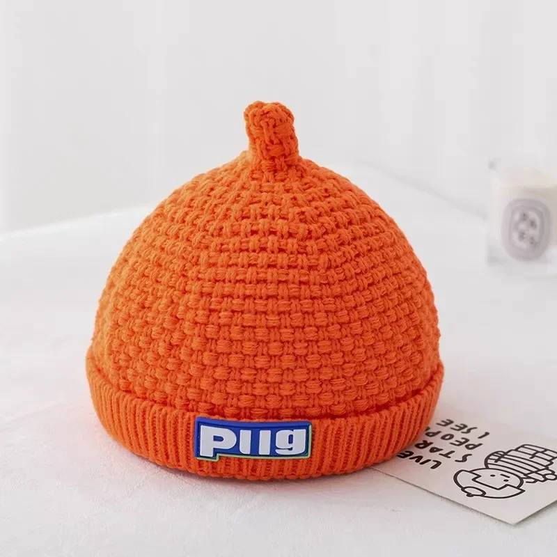 Cute Baby Hat Autumn Winter Toddler Boys Girls Knitted Beanie Solid Color Infant Kids Warm Earflap Cap