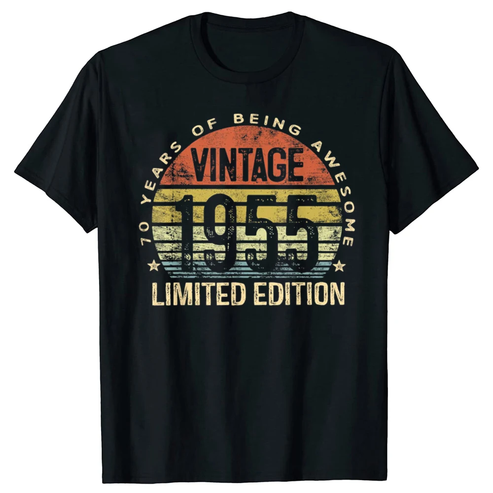 Funny Vintage 1955 Limited Edition 70 Year Old 70th T Shirts Birthday Gifts Mens Clothing Fashion Casual Loose Oversized T Shirt