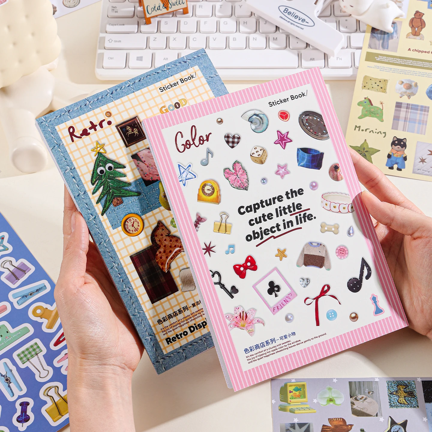 50 Blatt Retro Cartoon Stickerbuch Papier Ästhetische Aufkleber für Journaling Scrapbooking Laptop Wasserflasche Planer Zubehör – Detail 2