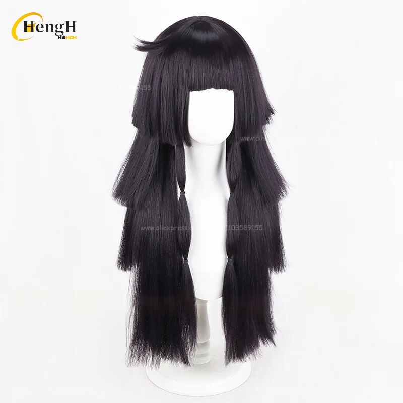 Anime Alluka Zoldyck cheveux synthétiques longs 80 cm noir violet perruque et couvre-chef Aruka Zorudikku cheveux résistants à la chaleur Halloween perruques
