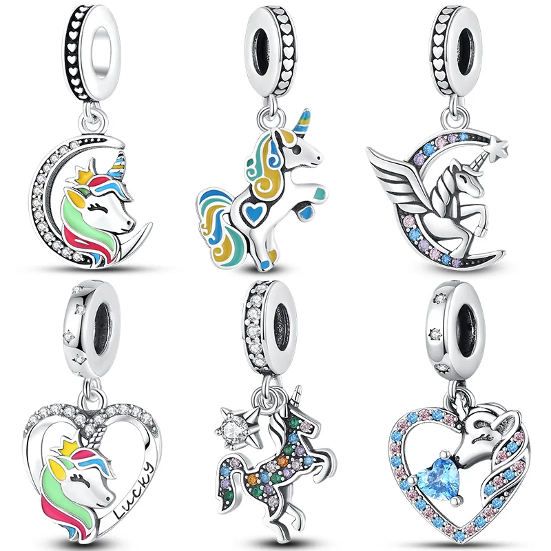 

Fit Pandora 925 Original Bracelet 925 Sterling Silver Fantasy Unicorn Charms Beads For Women DIY Fashion Jewelry Gifts Making