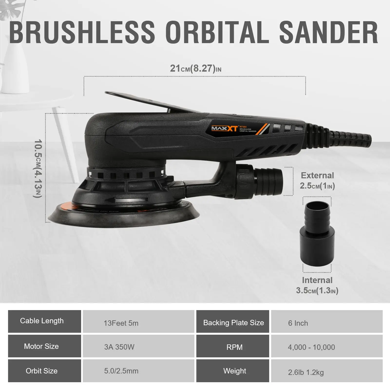 MAXXT Eccentric Sander 110V Electric Random Orbital Sander Variable Speed Car Polishing Woodworking Tools Sander of Wall Ceiling