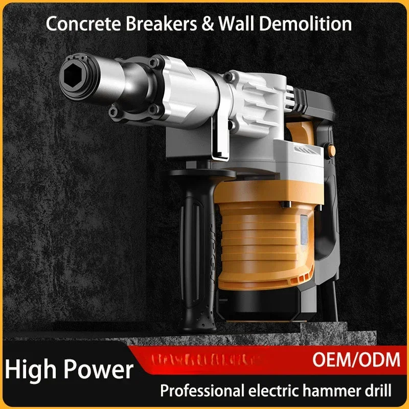 1-Heavy Duty Jack Hammer Electric Pick 2400W High Power Concrete Breakers Wall Demolition Rotary Hammer Impact Drill Set