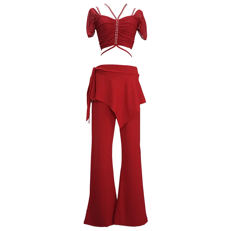 Costume de danse du ventre pour femmes adultes, personnalisé, noir, sexy, fente, pantalon serré, performance d'entraînement, vêtements de danse exotiques, costume papillon