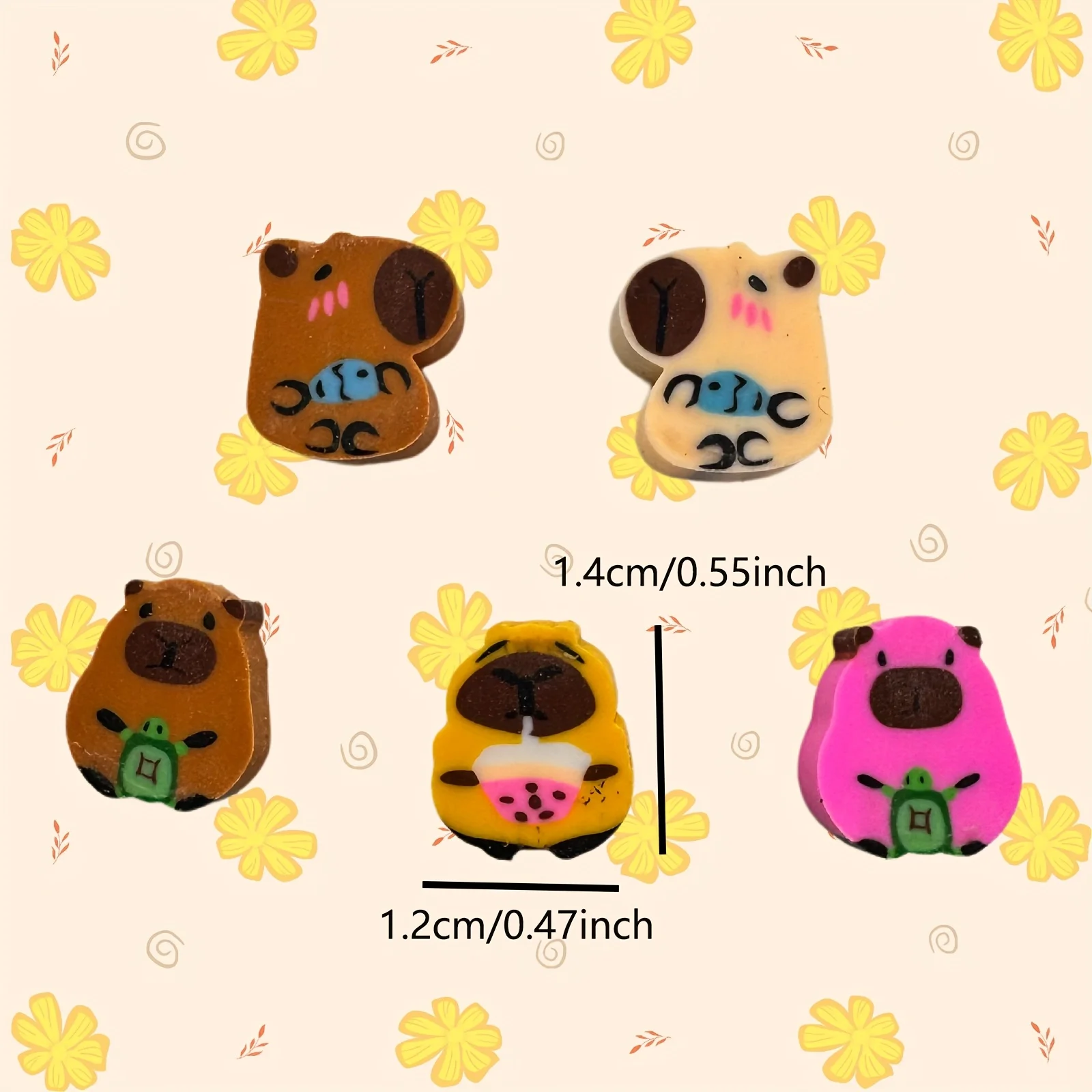 재미있는 미니 카피바라 지우개 | 다양한 색상의 참신한 지우개 (교실, 가정, 학교 포상 및 파티 선물, 홈스쿨 용품)