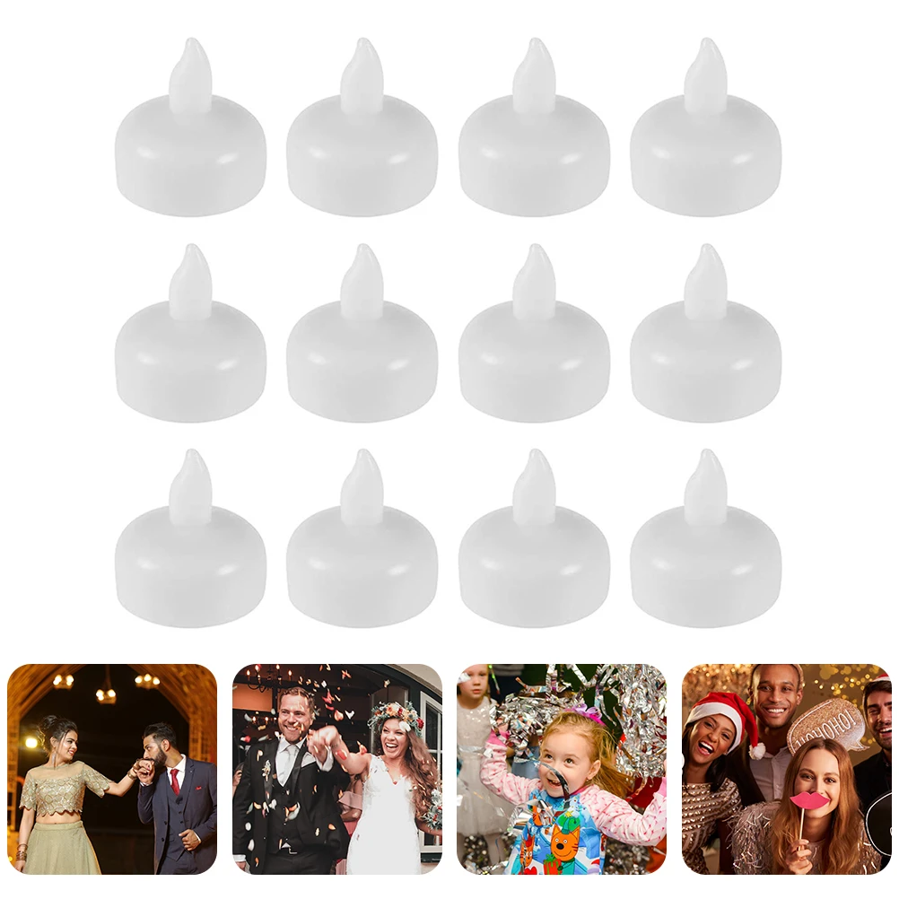 

12 Pcs Floating LED Candles Waterproof Plastic Tea Lights Flameless Operated Decor Wedding Party Garden Church