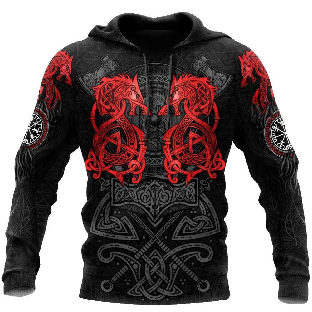 Tattoo Skeleton Cross Terror Red 3D Printed Men's Oversized Hoodie Sweatshirt Casual Tracksuits Raven Bad Wolf Animal Clothing