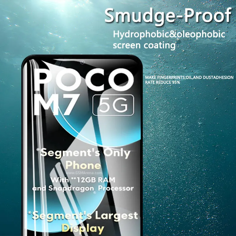 1-4 قطعة حامي الشاشة ل Xiaomi Poco M7 M 7 HD الزجاج المقسى كريستال 9H عالية الألومنيوم المضادة للخدش حافظة بصمة صديقة #6