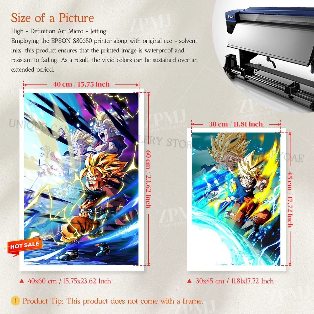 Anime Dragon Ball HD-Drucke, Bilder, Gemälde, Son Goku Super Saiyajin 2, Heimdekoration, Leinwand-Poster, Wandkunst für Zimmer, ohne Rahmen – Detail 3