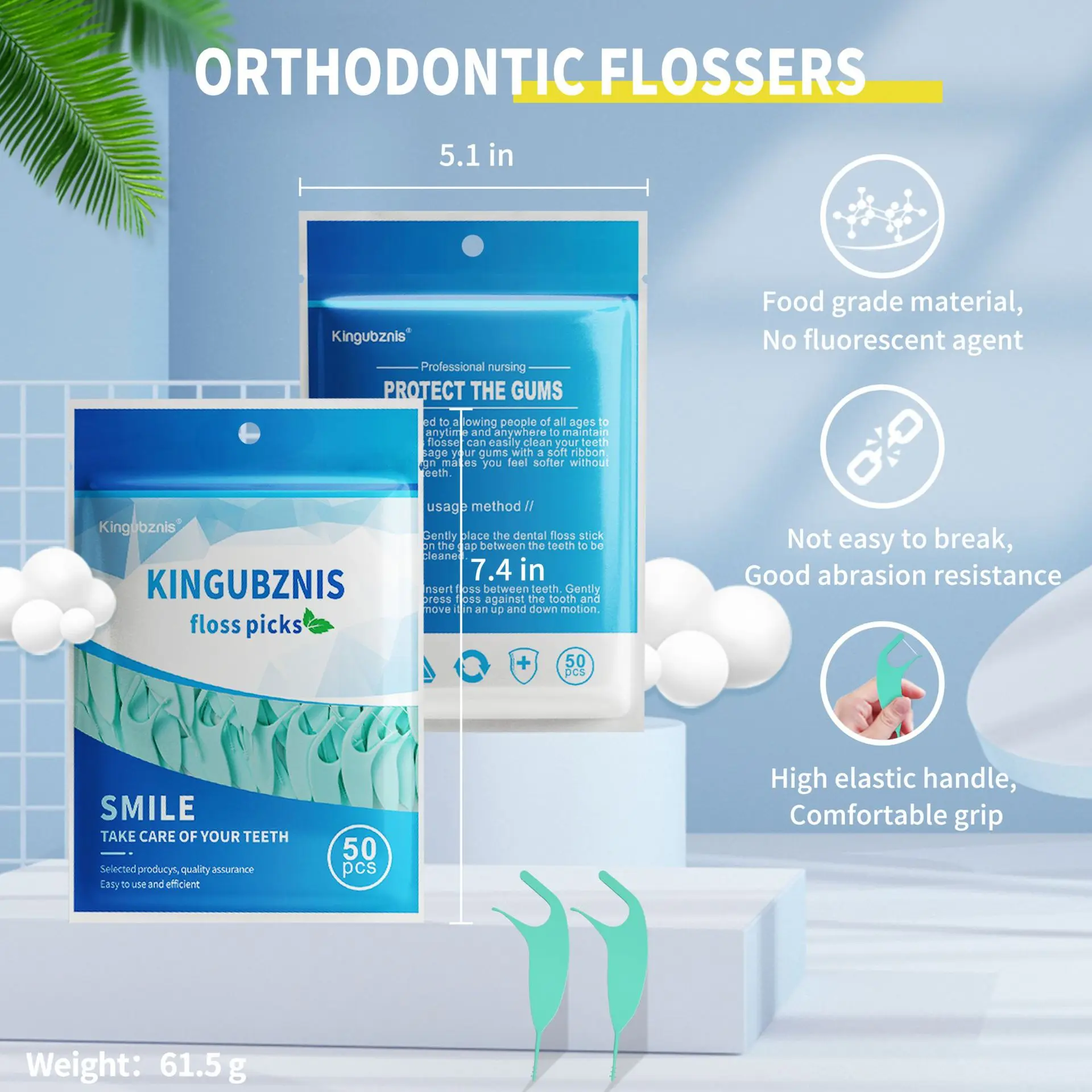 200pcs Orthodontic Dental Floss for Braces Easy Glide Floss Threader for Braces Teeth Cleaning Flosser with Brush