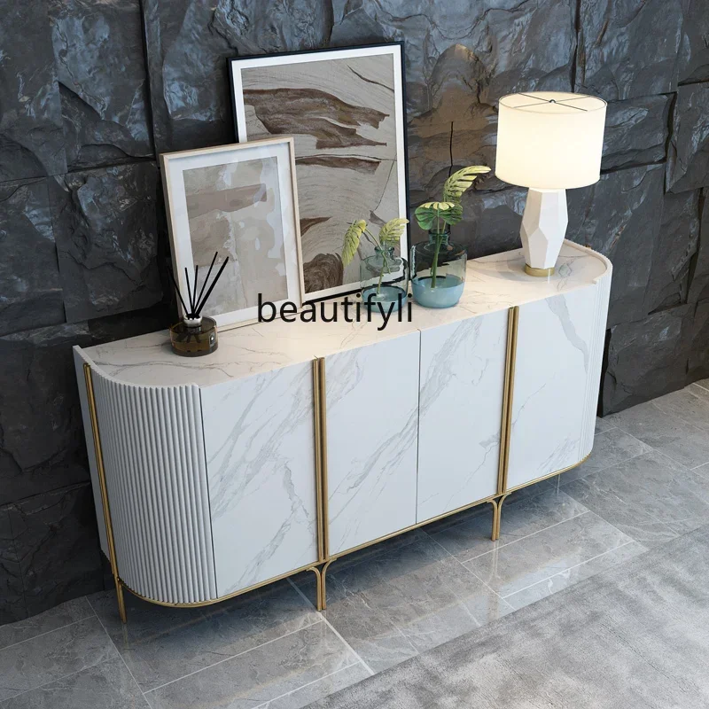 

smt03 Italian Stone Plate Entrance Cabinet Villa Locker Designer Model Light Luxury Curio Cabinet