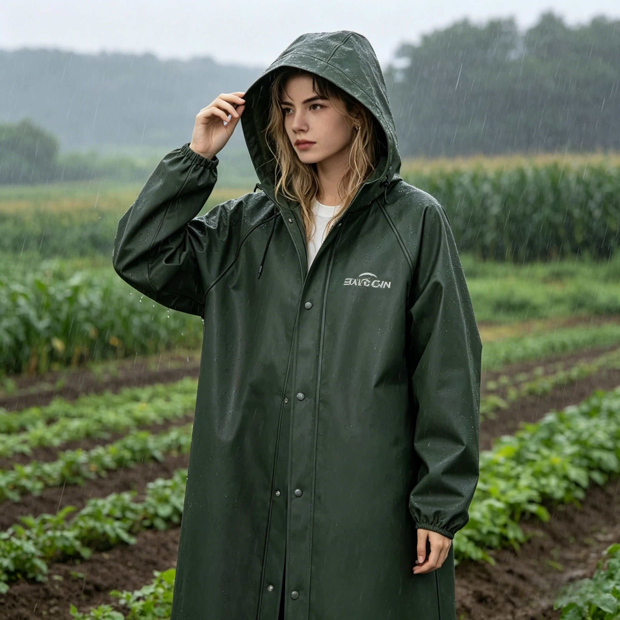 

Waterproof Long Hooded Poncho for Electric Scooter Motorcycle Riding Heavy Duty Rain Coat for Men Women Outdoor Hiking Travel