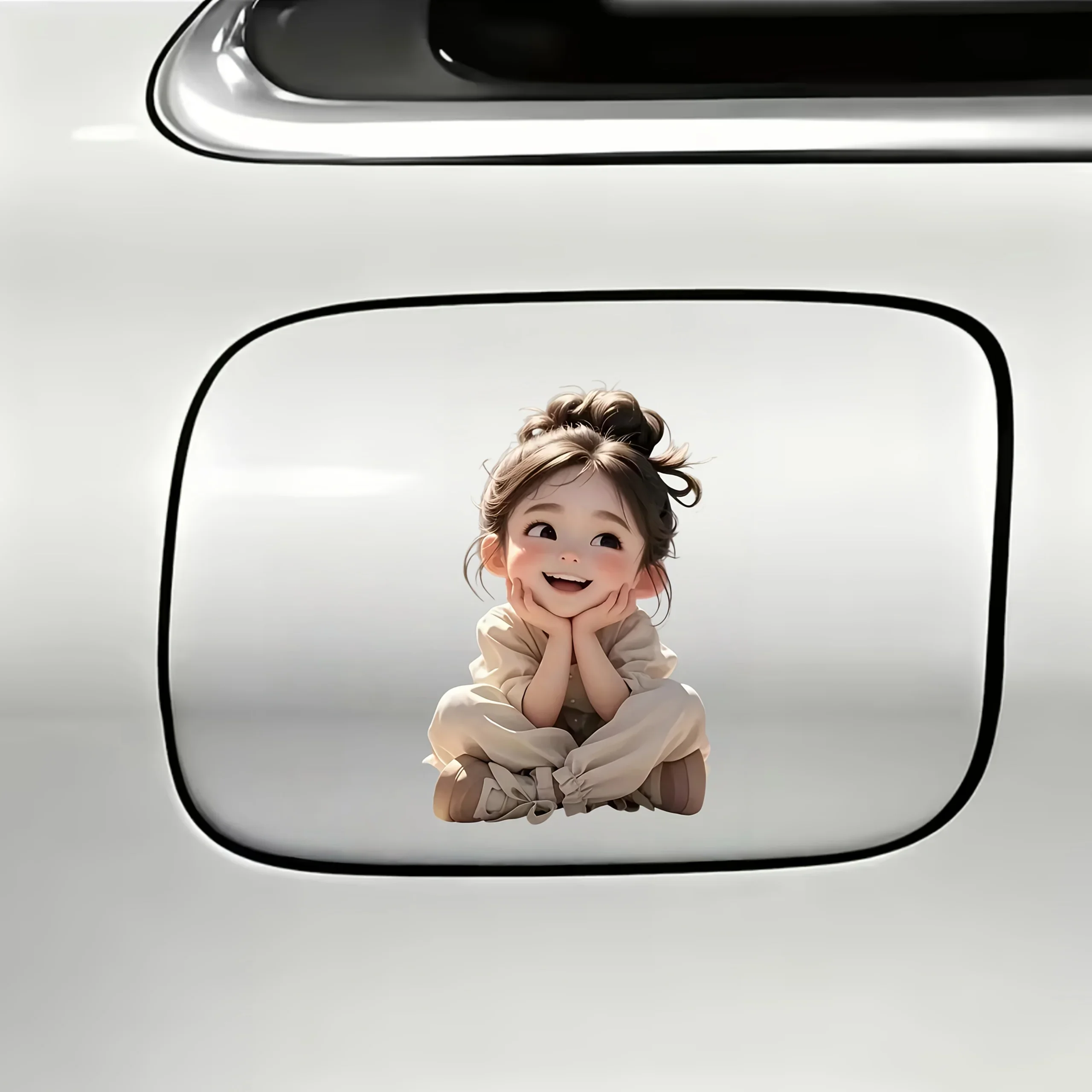Adorable Anime Girl Resting Chin Vinyl Sticker, Weatherproof Decal for Car Motorcycle Laptop Wall Decor