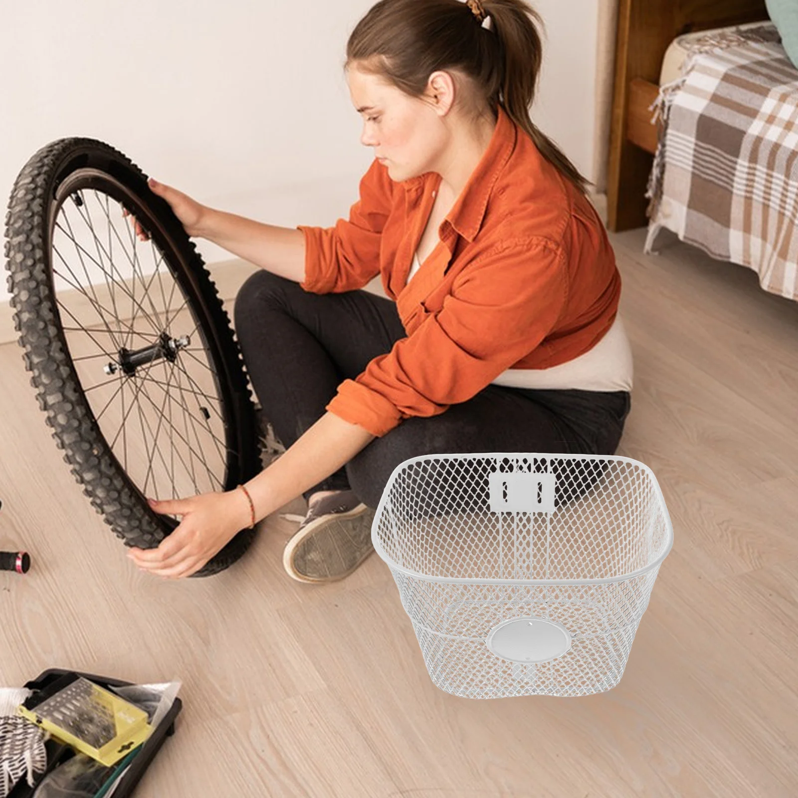 

Vintage Mesh Bicycle Front Basket Lightweight Breathable Design for Kids Bike Front Handlebar Cycling Shopping Travel