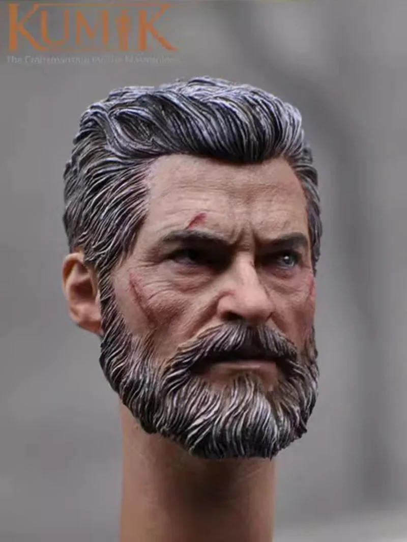 Fanático kumik KM16-55 1/6 soldado tio lobo cabeça escultura versão danificada caber 12 ''figuras de ação modelo brinquedo em estoque