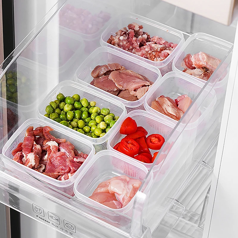 Frozen Meat Storage Box Portable Refrigerator Fruit Vegetable Fresh-Keeping Organizer Box Transparent Cheese Container Kitchen