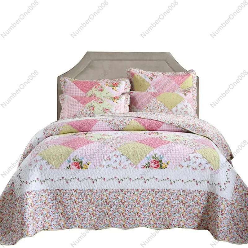 

European Floral Feng Shui Bedding Set, 3-Piece Washed Cotton Quilt Cover Set, Luxury Boho Home Decor