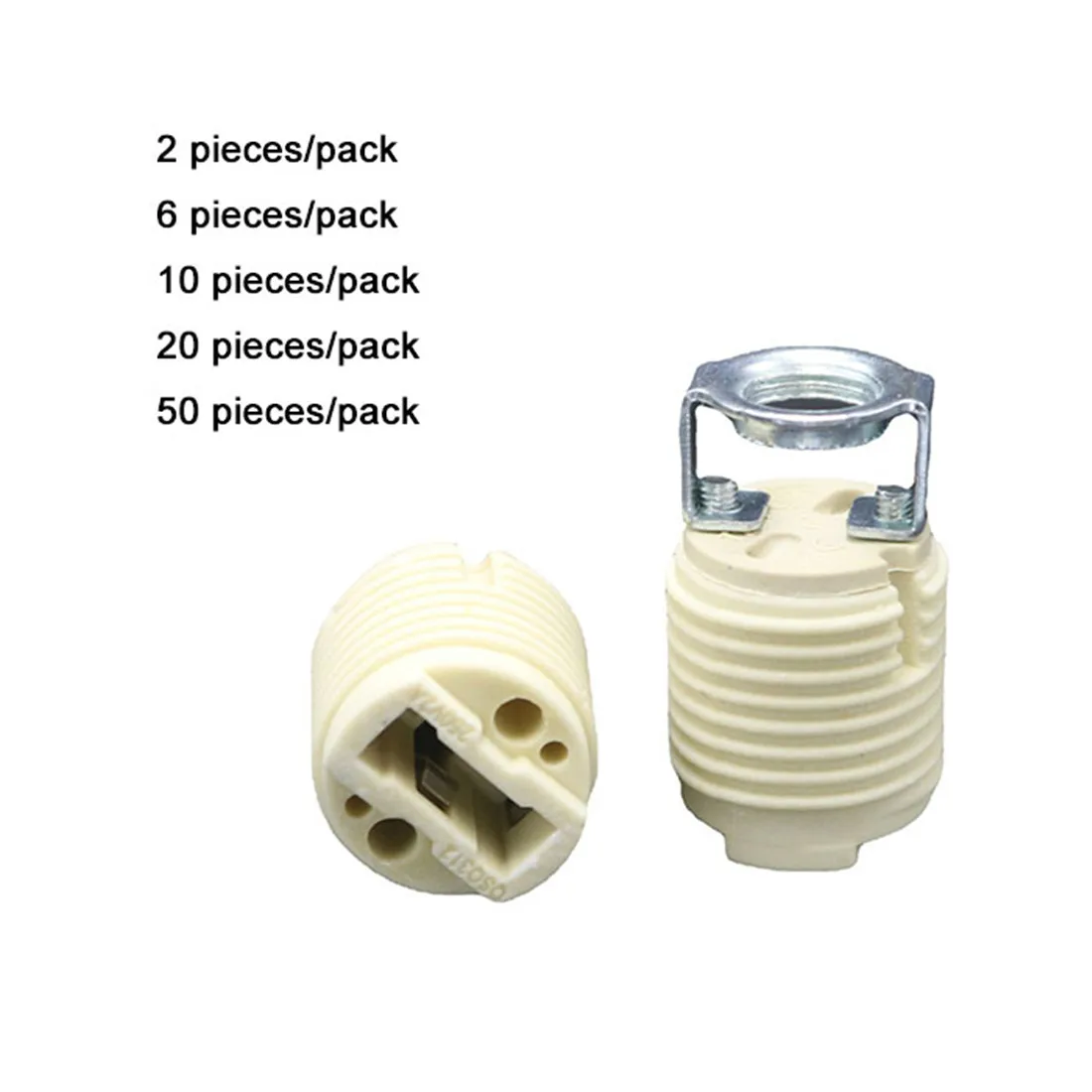 2/6/10/20/50pcs Pack G9 Ceramic Lamp Holder, White G-9 Halogen Light Bulb Base Socket with Ring,G9 Light Base Socket Kit Adapter