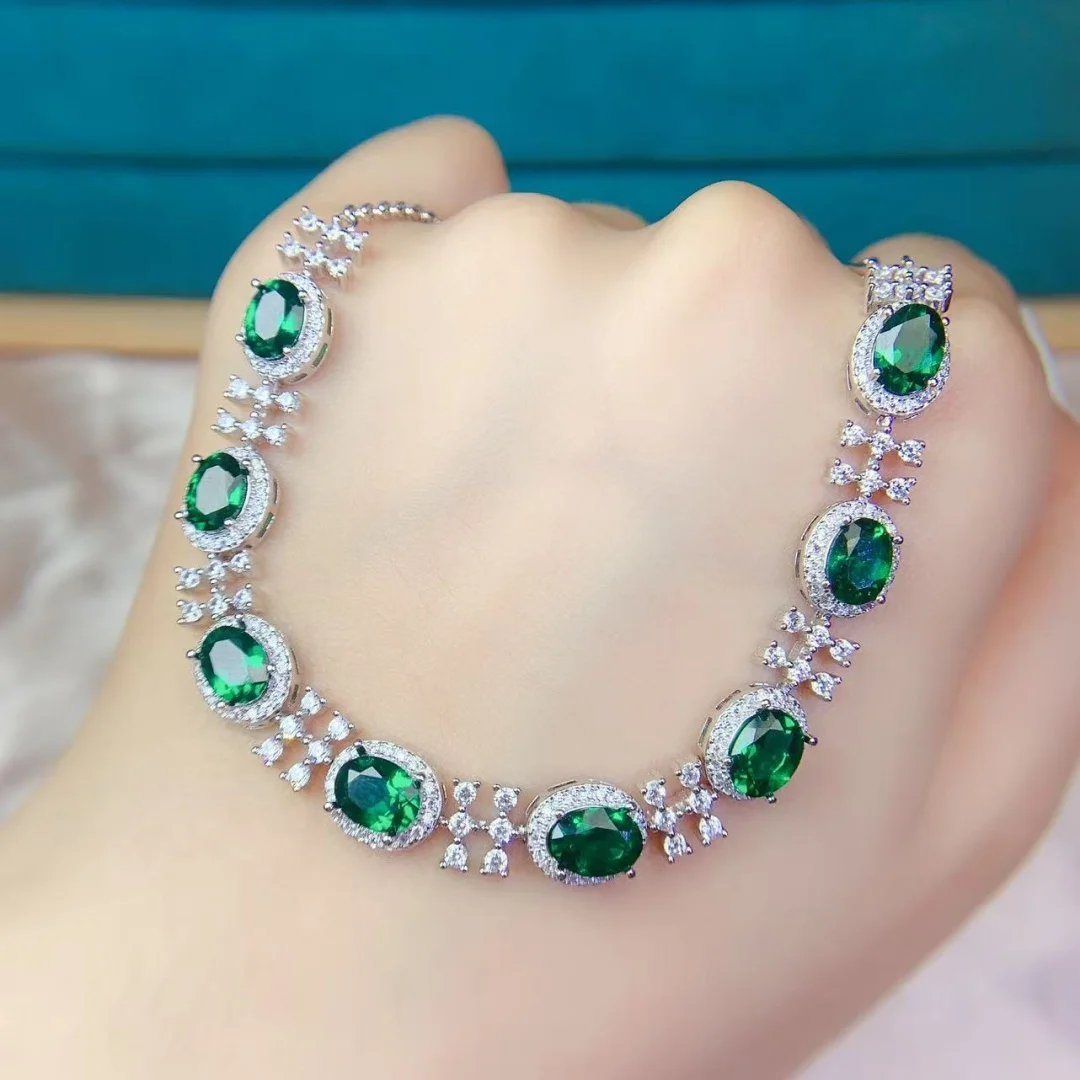 

Изысканный браслет ручной работы с диопсидом, ювелирные изделия из стерлингового серебра S925 премиум-класса, гламурный элегантный подарок для женщин