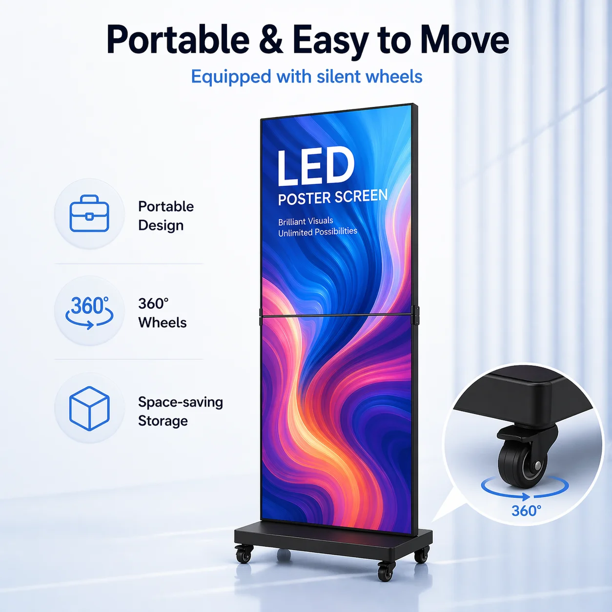 Indoor LED Poster Screen Portable Digital Signage Display for Retail Store Shopping Mall Advertising