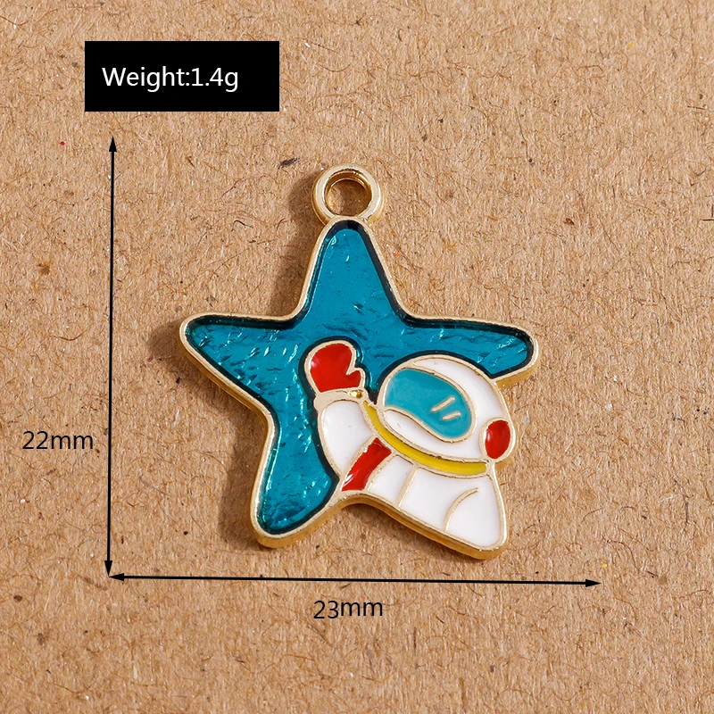 10 Stück Mix Emaille Galaxie Planet Raum Charms für Halsketten Armband Ohrringe Mond Sterne Anhänger DIY Schmuck Herstellung Zubehör – Detail 7