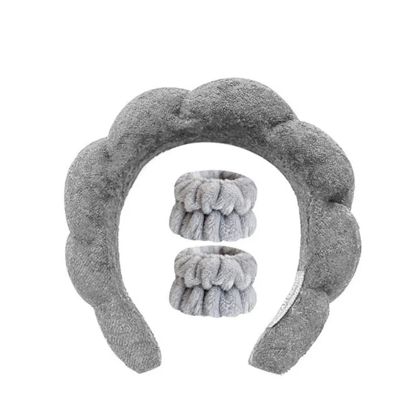 Chic Fried Dough Twists Schwamm Hohe Krone Stirnband Handtuch Flauschige Haarreifen Armband Damen Gesichtswäsche Haarspangen Zubehör Set – Detail 11