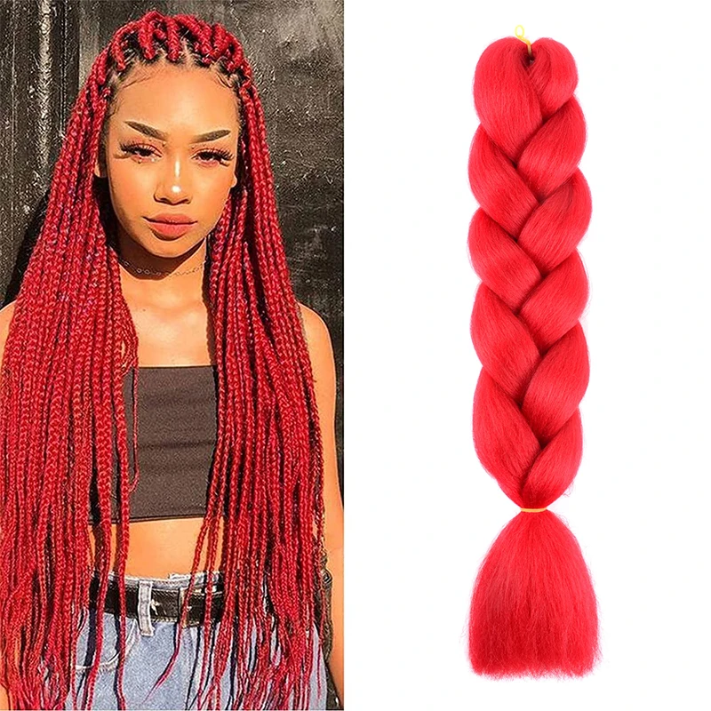 

24-Inch Solid-Color Synthetic Braid Hair African Women And Children Giant Braided Hair Extension Daily Diy Crochet Dreadlock Wig
