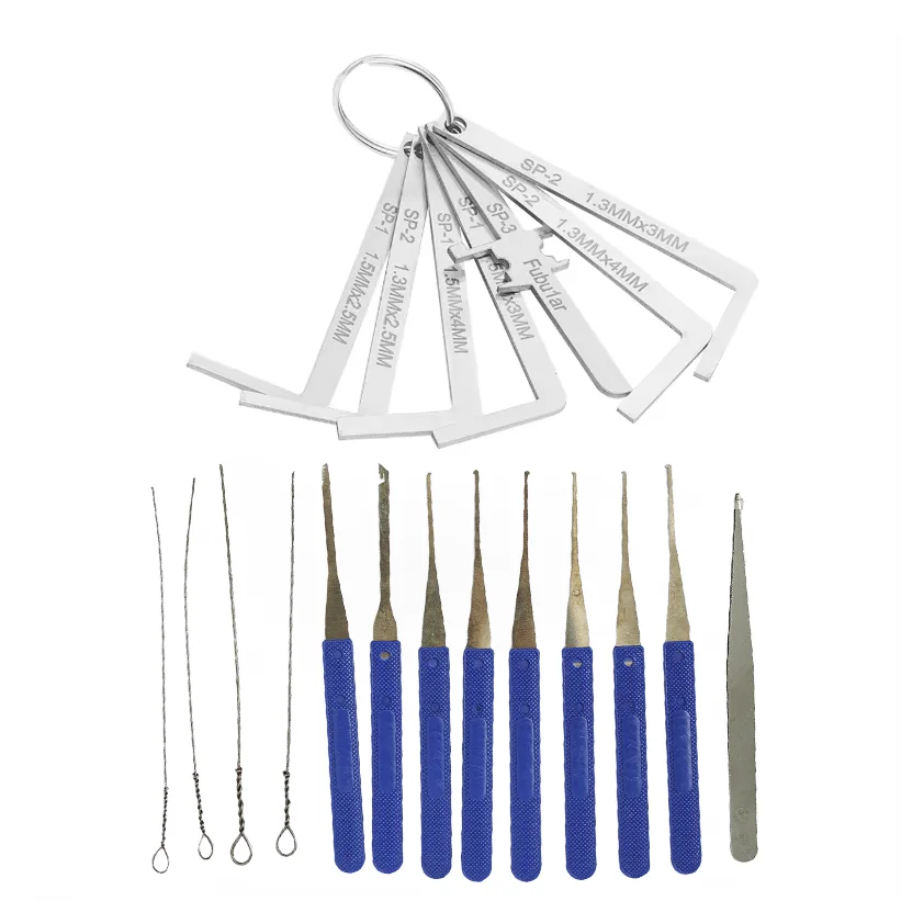 Original New Locksmith Foreign Trade 7-piece Tension Wrenches Set with Typing and Blue Break Key Removal pick Tool