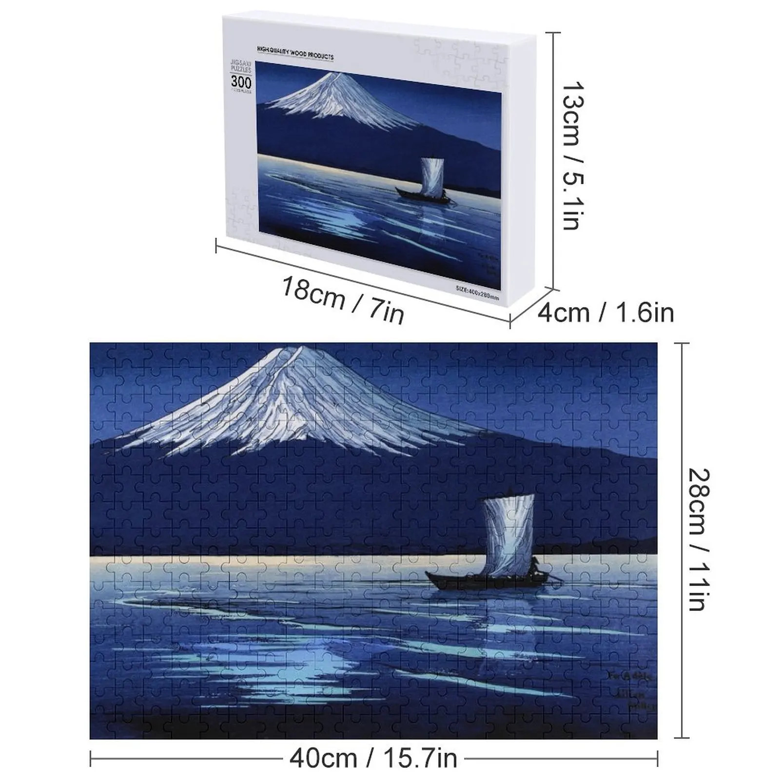 Feu de lune sur Mt. Fuji Puzzle Bois pour adultes Puzzle de nom en bois