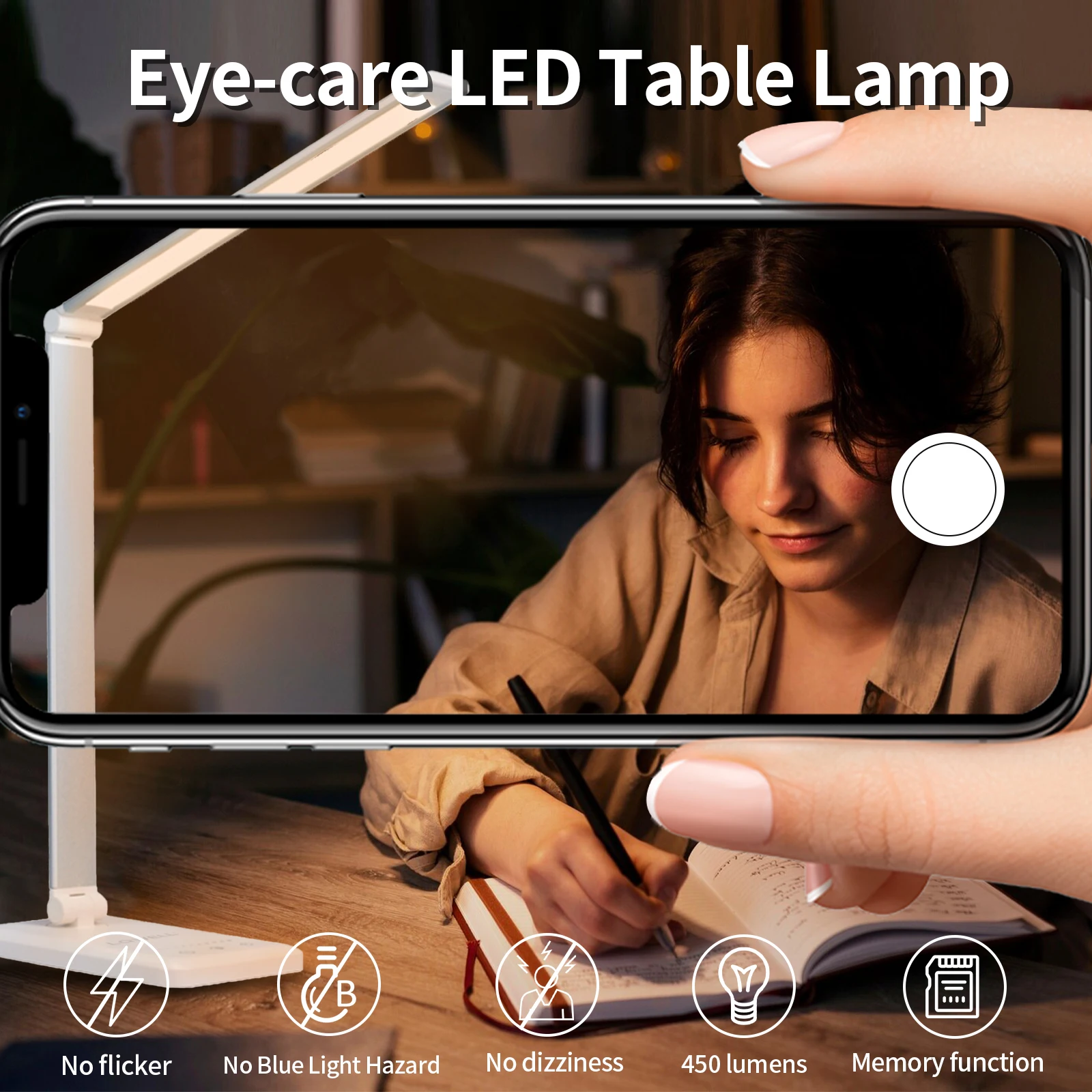 Imagem -03 - Lqwell-led Desk Lamp com Carregamento Usb Eye-friendly Abajur Material Metálico Regulável Cores e 10 Níveis de Brilho