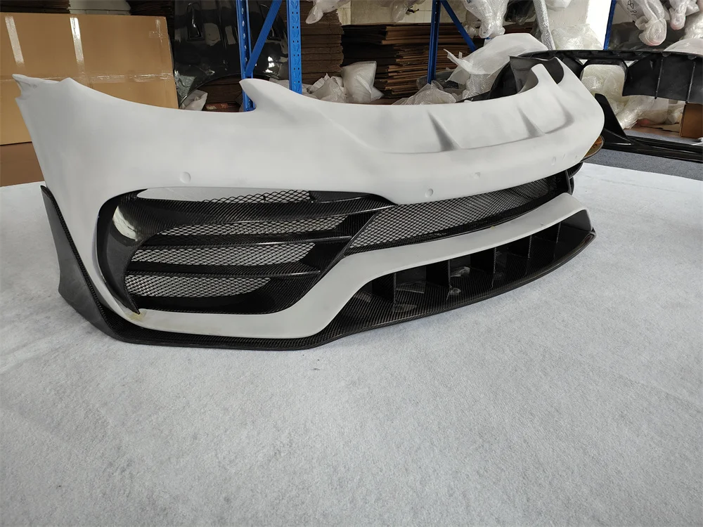 

Air transportation, suitable for Porsche Cayman 718 modified car accessories, PD style carbon fiber+resin primer front bumper