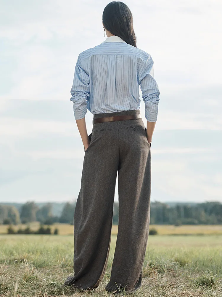 Faionable rayé irt décontracté contraste col nouveauté hiver 2025 vêtements pour femmes doux Aosphère loisirs T